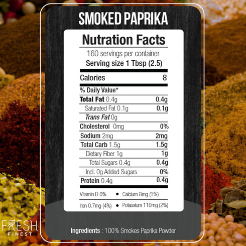 Fresh Finest Smoked Paprika, 14.10 oz, Premium Powder for Cooking, Meat Rubs, Marinades