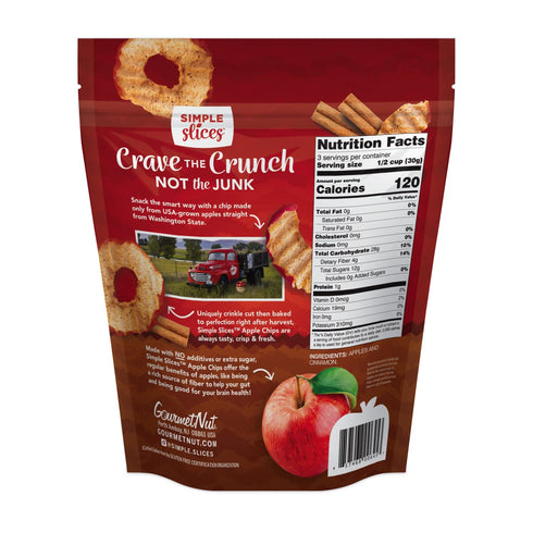 3.5oz 3 Pack Simple Slices Gourmet Nut Baked Apple Chips, USA Grown Sliced Dried Apples, Adults & Kids Vegan Snack