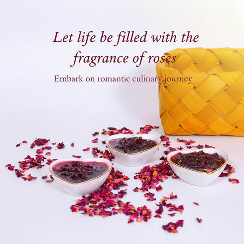 SODGHYTR |14.1 Oz /400g Rose Petal Jam | Made from Premium Rose | Sweetened with Raw Honey & Maltose |