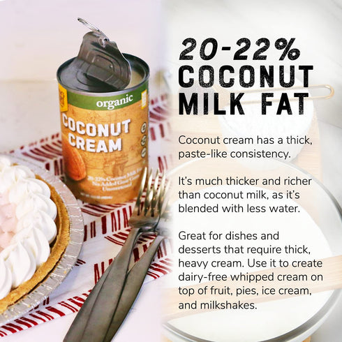 2022% 13.5 oz (12-Pack) Organic Coconut Cream NO GUAR GUM, Unsweetened, Fat, | Natures Greatest Foods