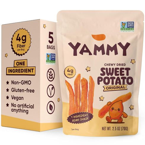 Yammy Chewy Dried Sweet Potato Sticks (5-Pack) - 1 Ingredient Healthy Asian