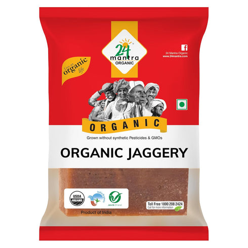 24 Mantra Organic Jaggery Block/Gur/Shakkar - 100% Organic | Chemical Free & Pesticides Free |