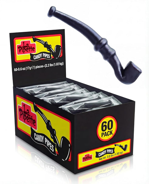 La Pipette Gourmet Black Licorice Pipes - Old Fashioned Individually Black Wrapped