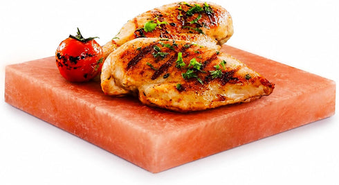 ZK Himalayan Salt Cooking Block 8x8x1 Plate with Steel Tray Holder- Food