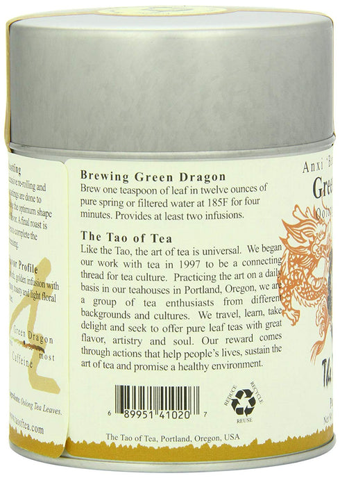The Tao of Tea Green Dragon Oolong Tea, Loose Leaf, 3.5 Ounce Tin