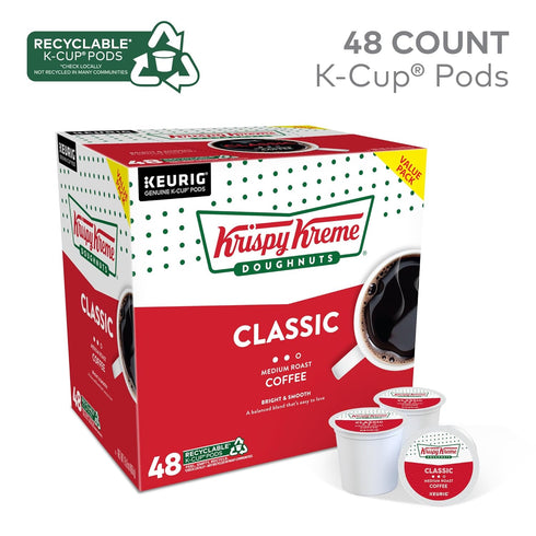 48 Count Krispy Kreme Doughnuts Classic, Keurig Single Serve K-Cup Pods, Medium Roast Coffee