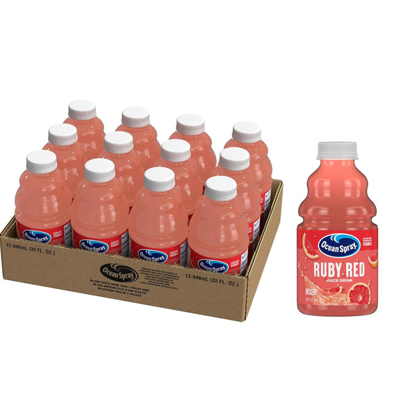 Ocean Spray Ruby Red Grapefruit Juice Drink, 32 Fl Oz Bottle (Pack