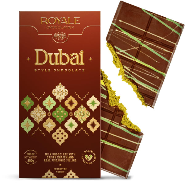 Royale Chocolatier Large Dubai Chocolate Bar (200 gr)|Grade-A Pistachio and Knafeh |