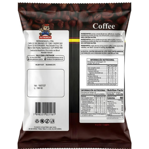 1lb 17oz Brazilian Coffee Hard Candy Gourmet Round Coffee Flavor, Dark Roast Hard Candy for Snacks, Party Favors