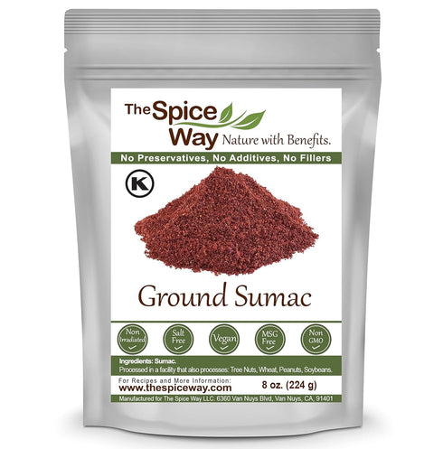 The Spice Way - Pure 100% Sumac Spice Seasoning Powder, 8 oz, No Salt, No GMO, No Irradiation (Resealable Bag)