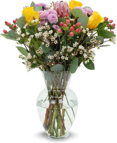 Stargazer Barn Blooming Cheer Bouquet with Vase Mothers Day Flowers for Mom