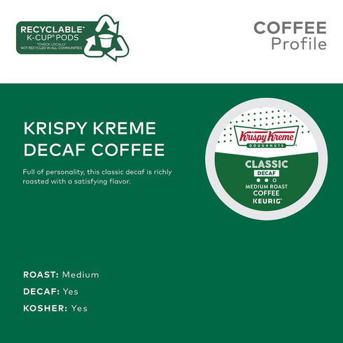 72 Count Krispy Kreme Classic Decaf, Single-Serve Keurig K-Cup Pods, Medium Roast Coffee Pods