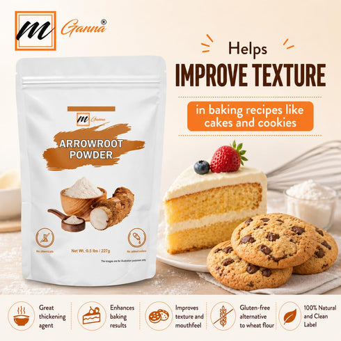100% 227 0.5 lbs mGanna Natural Arrowroot Powder g / for Baking and Food Recipes (Maranta arundinacea)