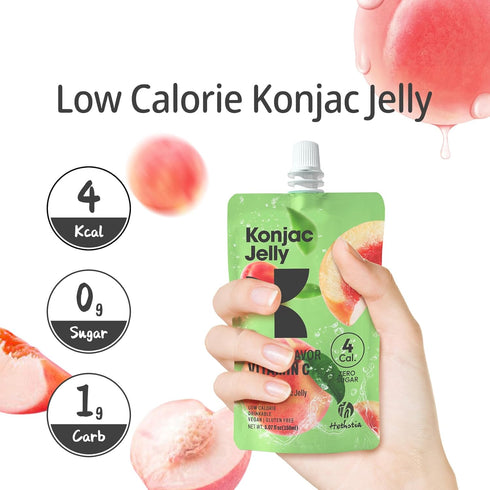 10-Pack Hethstia Protein Ramen Spicy Curry and Konjac Jelly Peach Flavor Drinkable Snack, Squeeze Pouches