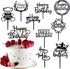 Happy Birthday Cake Topper – 20PCS Black Acrylic Happy Birthday Sign Cupcake Toppers Set for Boys Girls Women Men