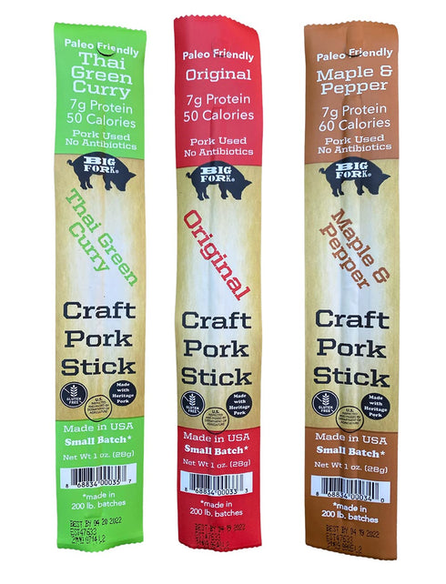 Big Fork Craft Pork Snack Sticks Variety Pack 3 Flavors to Try