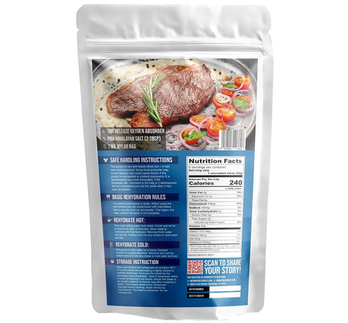 Freeze Meat Pack, 8.75 30-Year Backpacking, Freeze-Dried Sirloin Steaks - Family ounces, Shelf Life, No Refrigeration