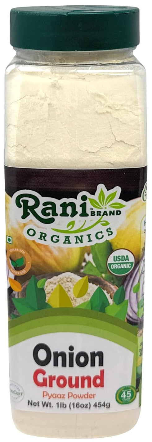 Rani Organic Ground Onion (Pyaaz Powder) 16oz (1lb) 454g PET Jar ~