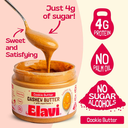 (2 Count, ELAVI Keto Cashew Butter, Kid-Friendly, Low-Sugar Dessert Spread | Vegan, No Added Sugar, No Sugar Alcohols