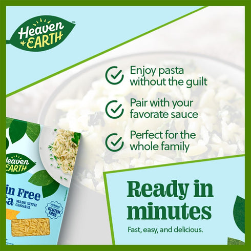 8oz (3 Pack) Heaven & Earth Grain Free Pasta, Cassava Orzo, | Paleo Pasta | Vegan | Certified Gluten Free | Kosher