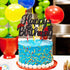 Black Glitter Mario Cake Topper - Happy Birthday Cake Decoration for Video Game Themed Kids Party