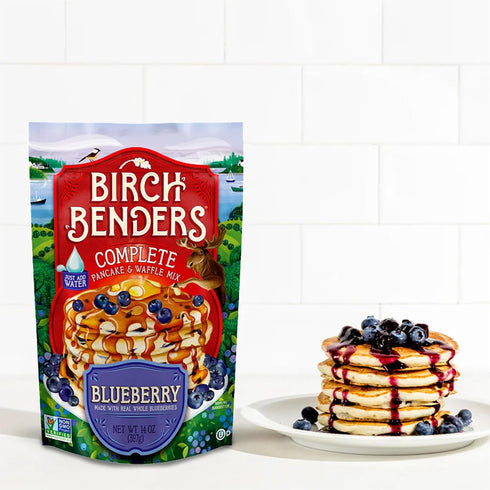 14 Oz (Pack 3) Blueberry Pancake & Waffle Mix By Birch Benders, Made With Real Blueberries, Just Add Water, Non-Gmo