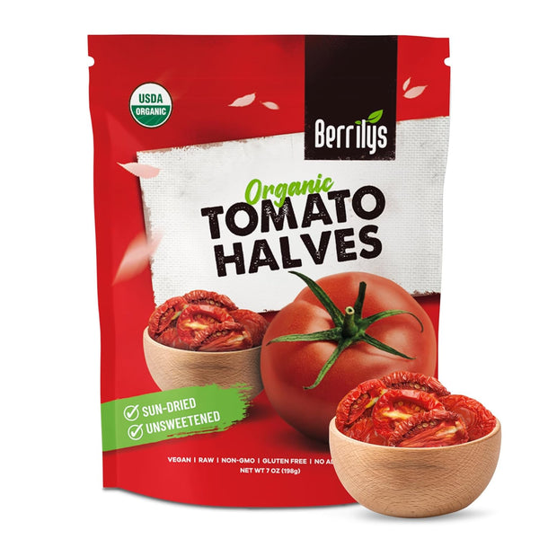 Berrilys Organic Sun-Dried Tomatoes, Salted, No Sulfur, No preservatives, Kosher, Raw, Non-GMO,