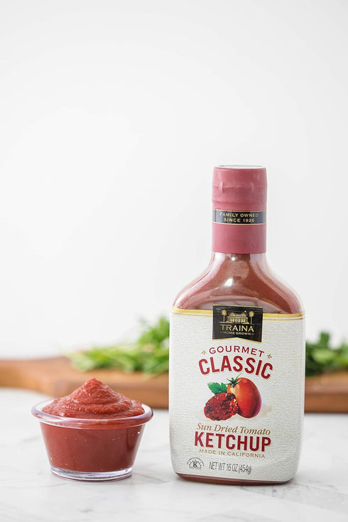 Pack 16 oz (2 Pack) Traina Home Grown Gourmet Classic and Sriracha Ketchup Combo - No Corn Syrup, Non GMO, bottle