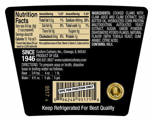 Custom Culinary 1 Gold Label Base, Clam, Pound