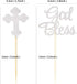 Ercadio 24 PCS Silver Glitter God Bless and Baptism Cupcake Toppers, Cross Cupcake Picks, Christian Party Supplies