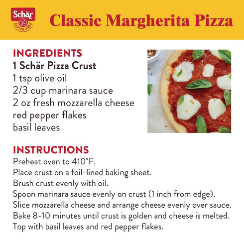 (2 5.3 oz) 4 Pack Schar - Pizza Crust - Certified Gluten Free - No GMO's, Wheat or Lactose