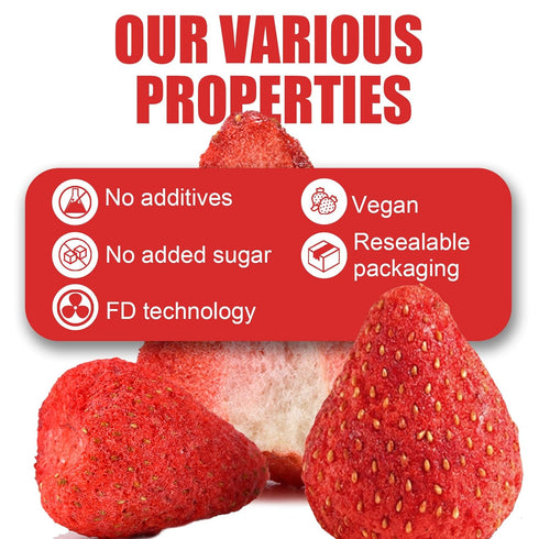 16 Oz Frozen Freeze-Dried Whole Strawberries - Dehydrated Fruit - No Sugar Added, No Additives - Premium Natural