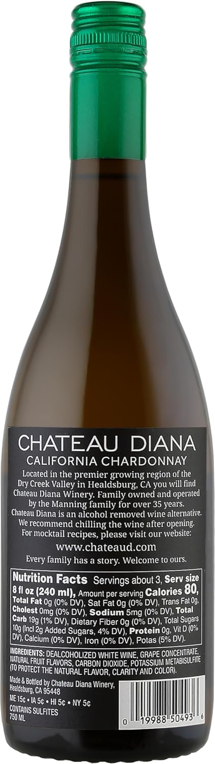(3x 750 ml.) Chateau Diana Zero Alcohol California Chardonnay