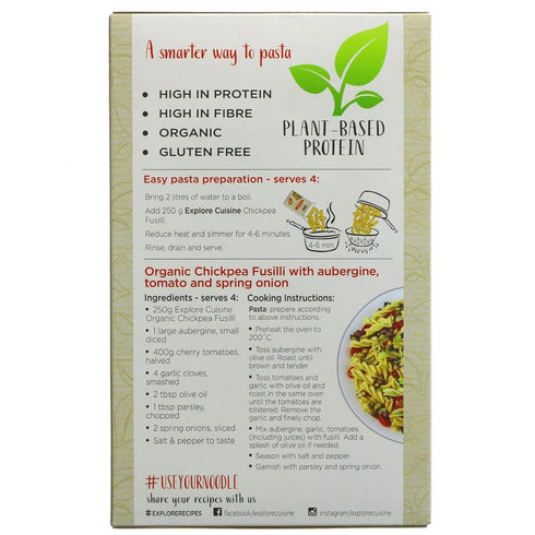 8 (Pack 6) Explore Cuisine Organic Chickpea Fusilli Pasta, Non GMO, Ounces