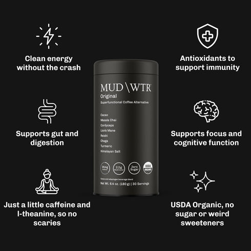 2,240mg Immunity 30 MUDWTR Original Mushroom Coffee Alternative | USA Grown & Adaptogenic Mushrooms | USDA Organic |