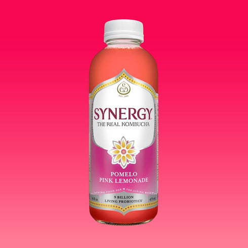 16 oz Immune SYNERGY The Real Kombucha - Pomelo Pink Lemonade - fl Bottle - Raw Probiotic Drink for Gut Health