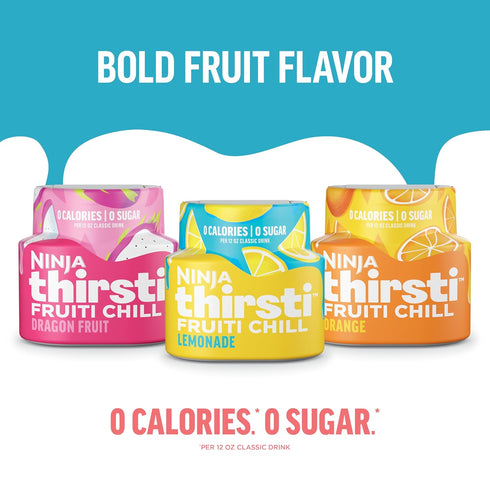 Pack, 17, 12oz 3 Pack, WCFV4 Ninja Thirsti Flavored Water Drops, FRUITI CHILL Variety Bold Fruit Flavor, Sparkling