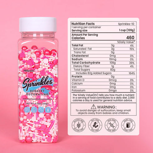 Edible Pink Sprinkles for Cake Decorating, Perfect for Baking, Cupcakes, Macarons, and Ice Cream (120g/4.23oz).