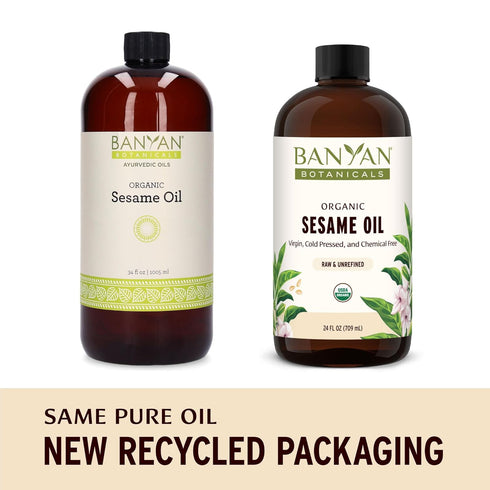 24 oz Banyan Botanicals Organic Unrefined Sesame Oil Rich & Warming Ayurvedic Massage Oil for Body & Scalp Traditional