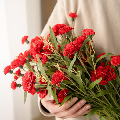 HXSCOO Carnation Simulation Bouquet Vase Flower Arrangement Plastic Flower Decoration Flower Dining Room Living Room