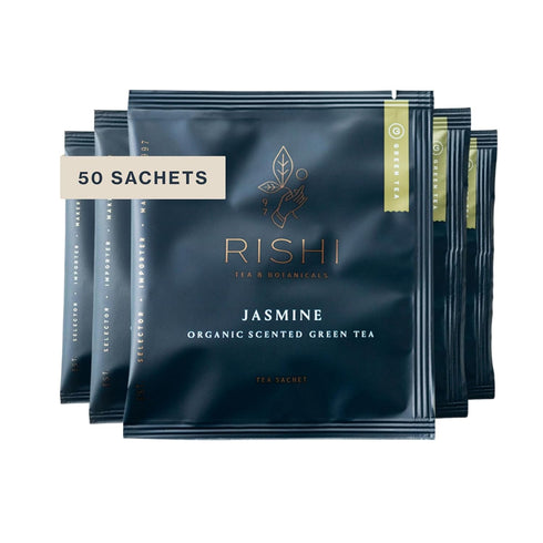 Rishi Tea Jasmine Green Tea - Organic Sachet Tea Bags, Caffeinated Scented