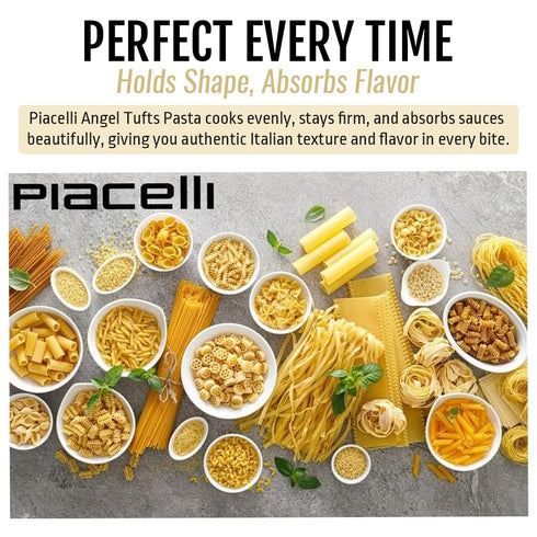 Piacelli 3Pack Angel Tufts Pasta- Angel Pasta Made from Durum Wheat With Rich Taste & Silky Texture- Protein Noodles