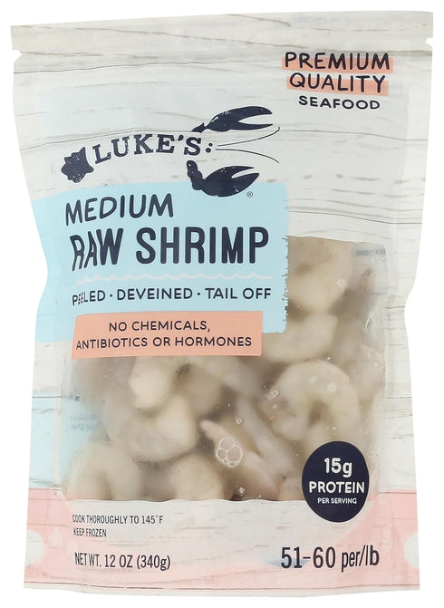 Luke's LUKES LOBSTER Raw Peeled & Deveined Tail Off Shrimp 51-60 Count, 12