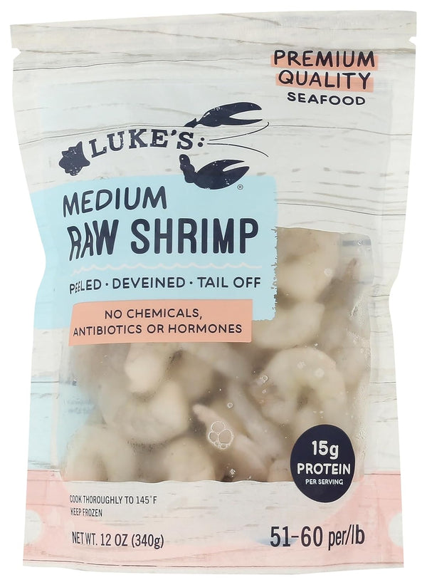 Luke's LUKES LOBSTER Raw Peeled & Deveined Tail Off Shrimp 51-60 Count, 12