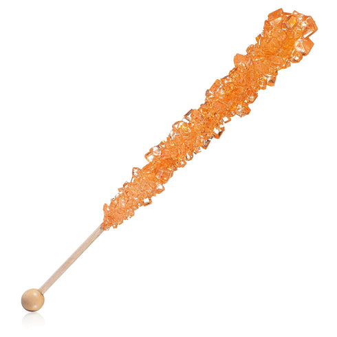 24 Orange Rock Candy Sugar Sticks - Orange Flavored - Individually Wrapped Candy