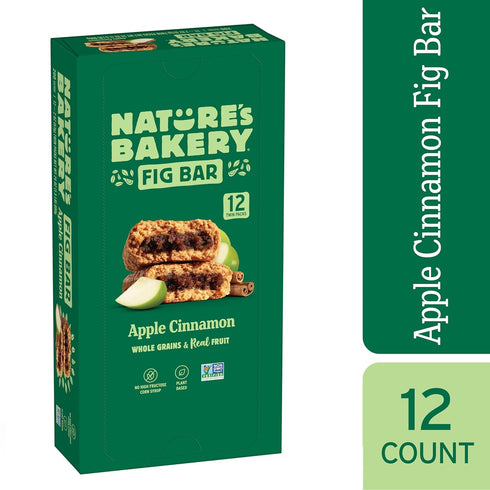 1 12 Packs (12 Packs) Nature's Bakery Whole Wheat Fig Bars, Apple Cinnamon, Real Fruit, Vegan, Non-GMO, Snack Bar, Box