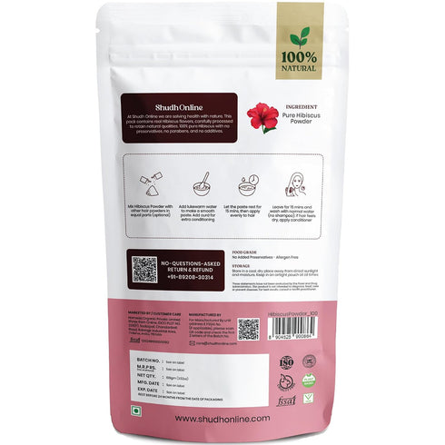 (3.5 oz 0.23 lb) (100g) Organic Hibiscus Powder for Hair Growth - Pure Sabdariffa Flower Powder - Dried Hibiscus Flower
