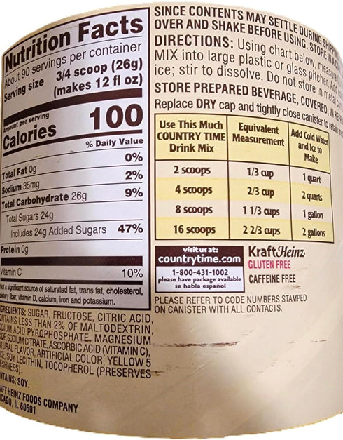 Generic COUNTRY's 5 lb 2.5 oz, Time Lemonade Drink Mix Powder, Classic Lemon Flavor, Makes Refreshing Drinks, Bulk Size