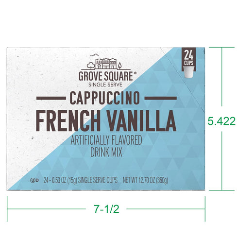 24 Count (Pack 1) Grove Square Cappuccino Pods, French Vanilla, Single Serve
