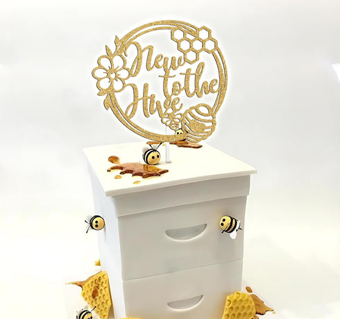 NARLOPI 1st New to the Hive Cake Topper - A little Bee is on the Way, Bee Baby Shower/Gender Reveal/Announcement/Baby